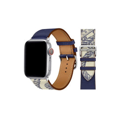 Curea Ceas Apple Watch Leather Navy Graphic Seria 5/6/7/8/9 Ultra (Piele Albastru) MOFT