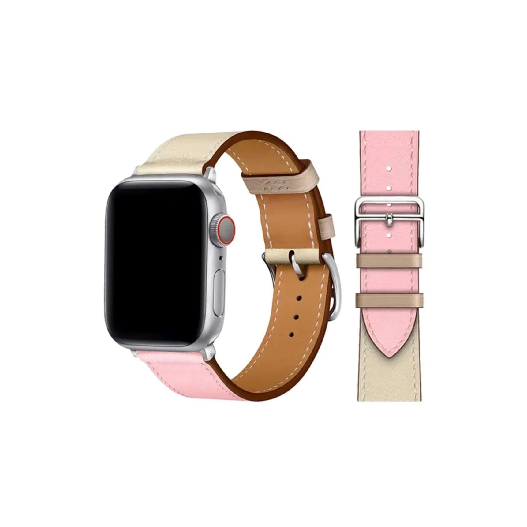 Curea Ceas Apple Watch Leather Rose Sakura Seria 5/6/7/8/9 Ultra (Piele Roz) MOFT