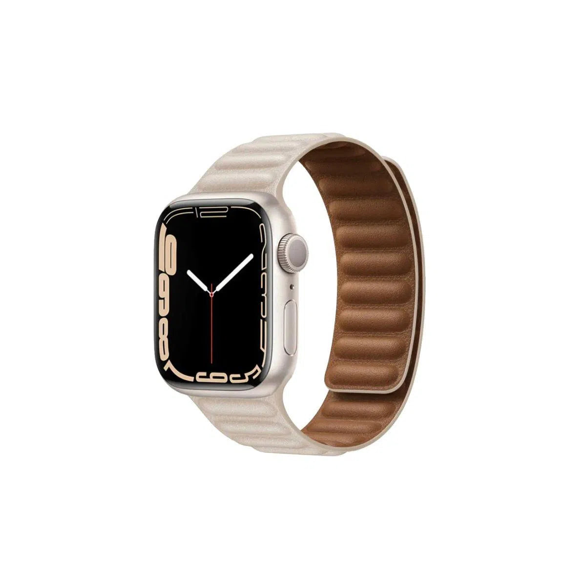 Curea Ceas Apple Watch Leather Starlight Seria 5/6/7/8/9 Ultra (Piele Cream) MOFT