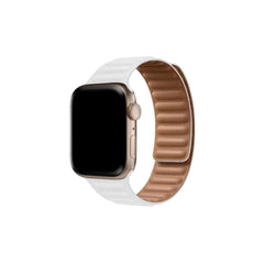 Curea Ceas Apple Watch Leather White Seria 5/6/7/8/9 Ultra (Piele Alba) MOFT