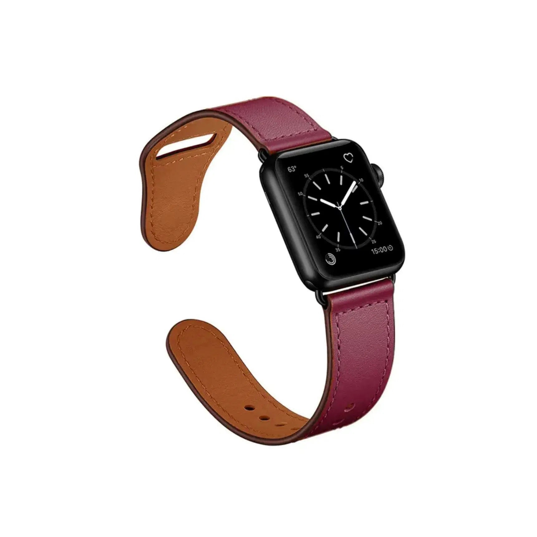 Curea Ceas Apple Watch Leather Wine Red Seria 5/6/7/8/9 Ultra MOFT