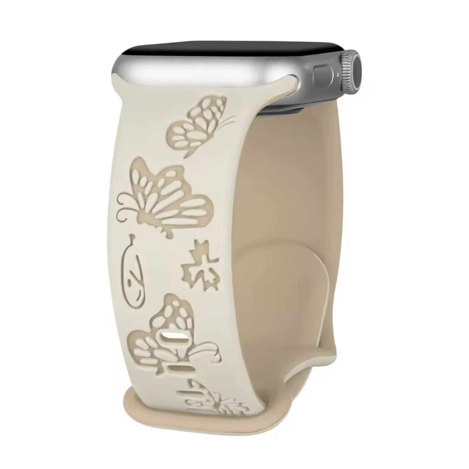Curea Ceas Apple Watch Silicon Butterflies Engraved Starlight Milk-Tea Anca's Store 