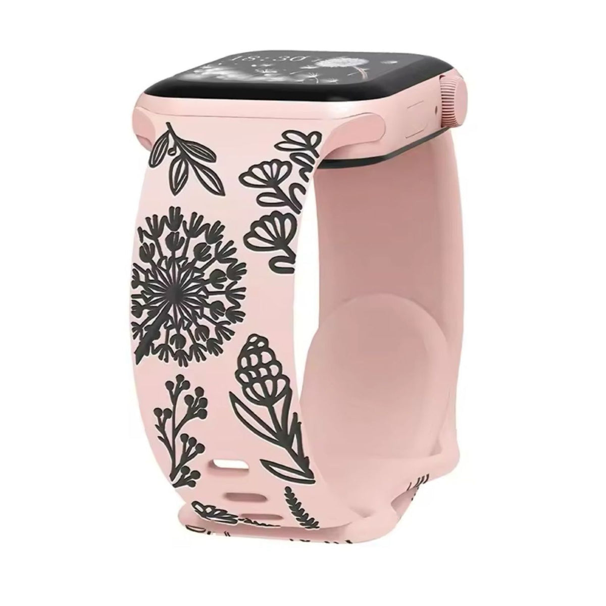 Curea Ceas Apple Watch Silicon Dandelion Pink Black Anca's Store 
