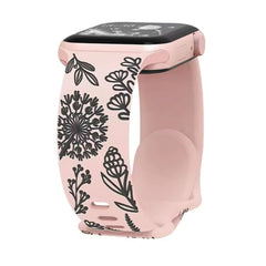 Curea Ceas Apple Watch Silicon Dandelion Pink Black Anca's Store 