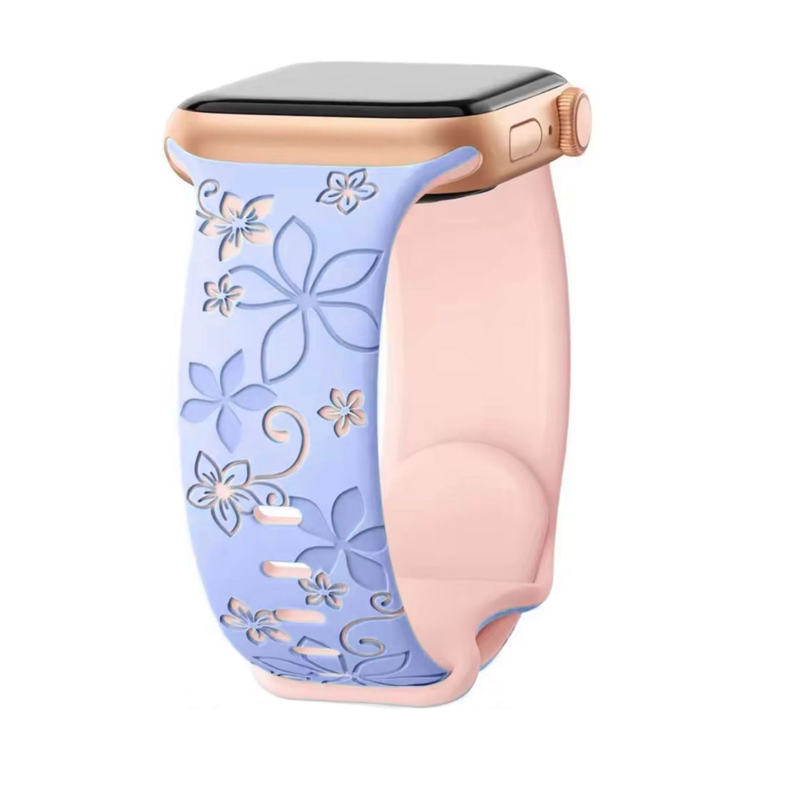 Curea Ceas Apple Watch Silicon Flower Blue Pink Anca's Store 