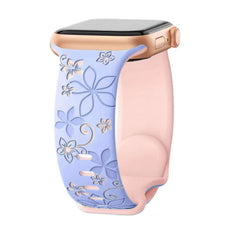 Curea Ceas Apple Watch Silicon Flower Blue Pink Anca's Store 