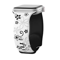 Curea Ceas Apple Watch Silicon Flower White/Black Anca's Store 