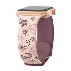 Curea Ceas Apple Watch Silicon Flowers Pink/Violet Anca's Store 