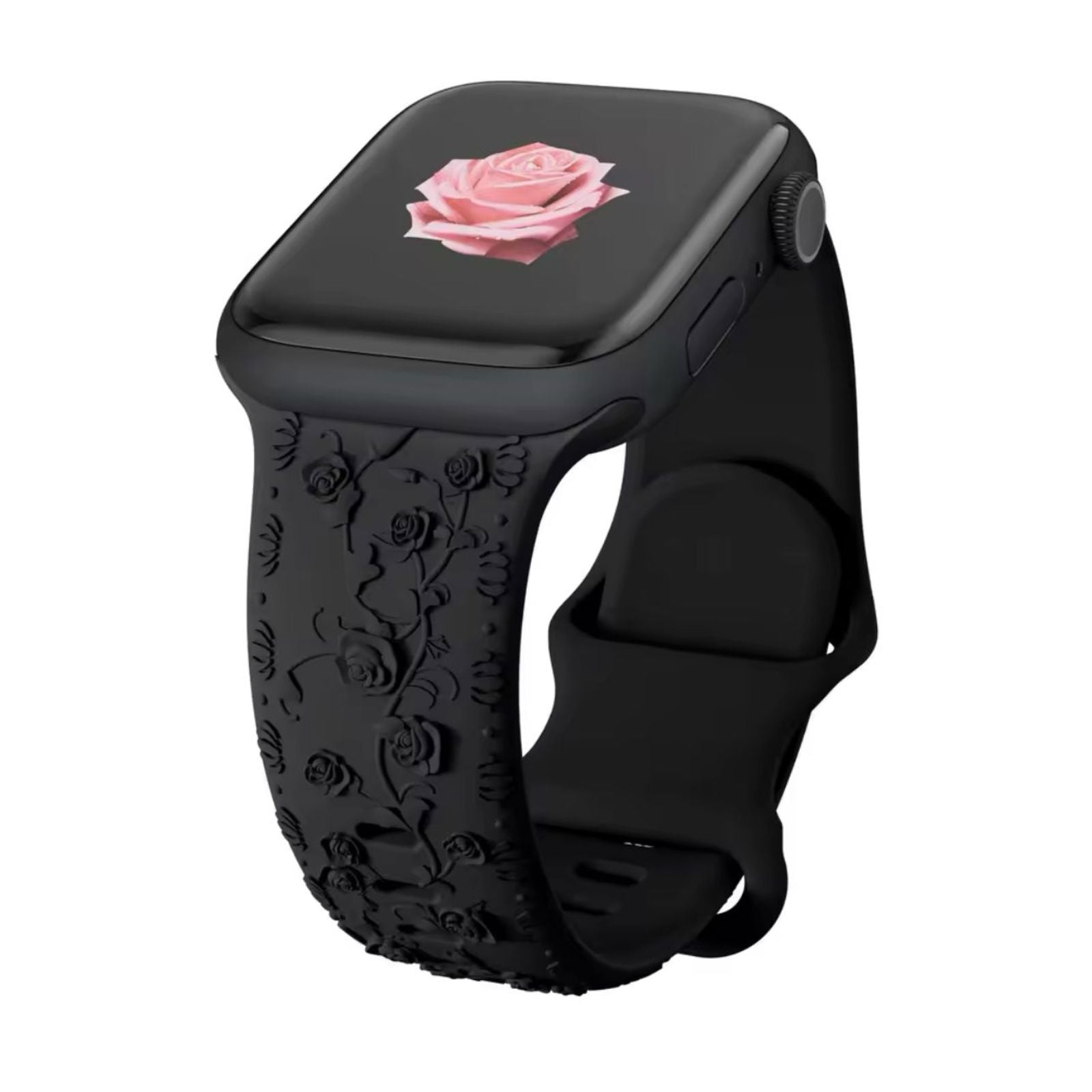 Curea Ceas Apple Watch Silicon Roses Black Anca's Store 