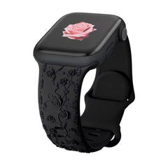 Curea Ceas Apple Watch Silicon Roses Black Anca's Store 