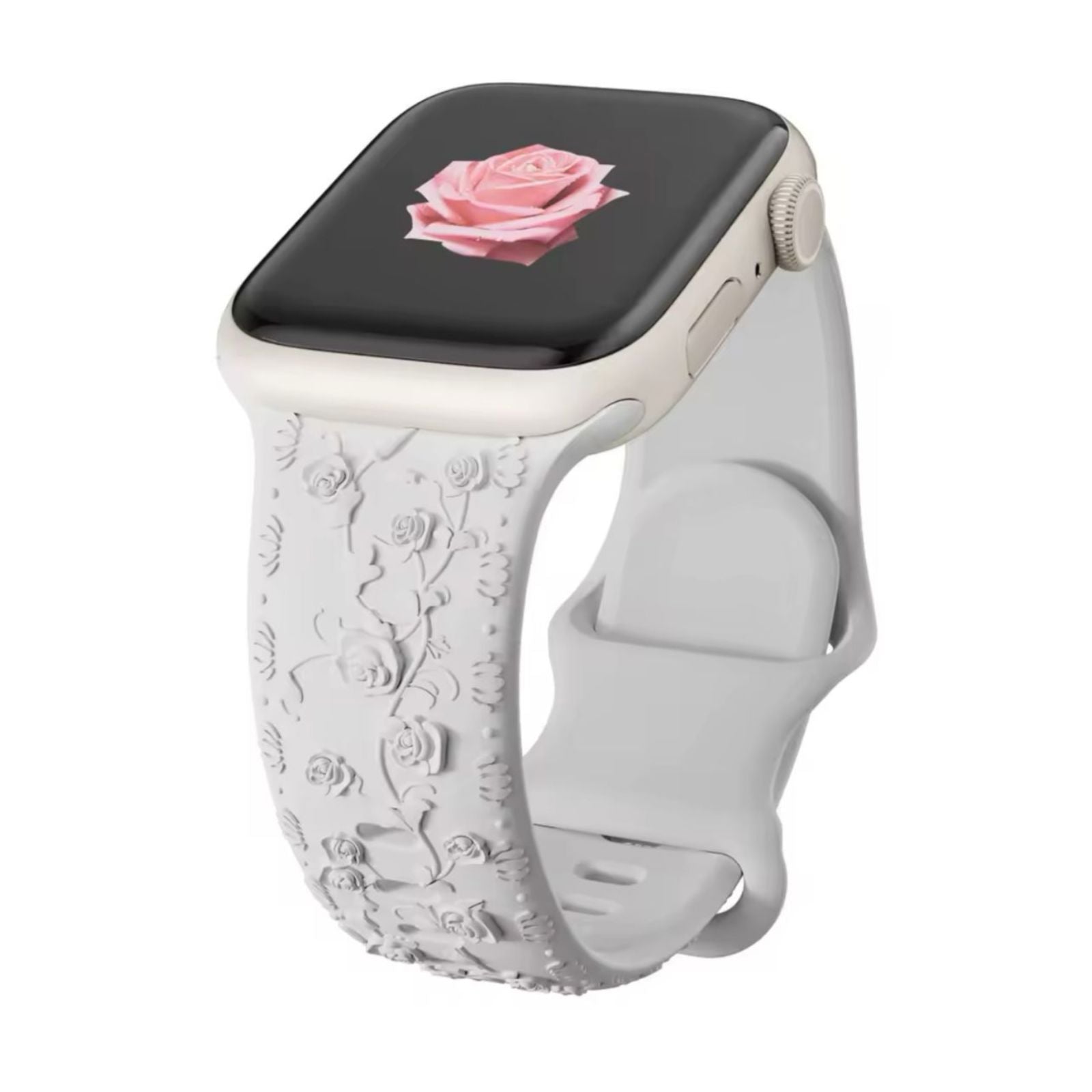 Curea Ceas Apple Watch Silicon Roses White Anca's Store 