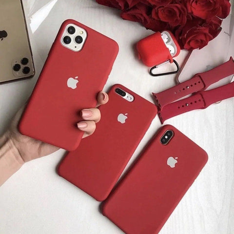 Husa Apple Silicone Case Silver Red iPhone Anca's Store 